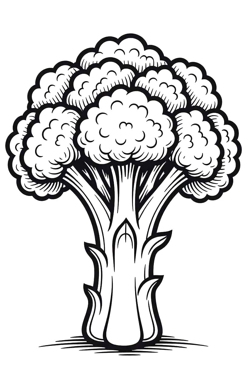 Nakreslete Brokolice zdarma snadný tisknutelné omalovánka