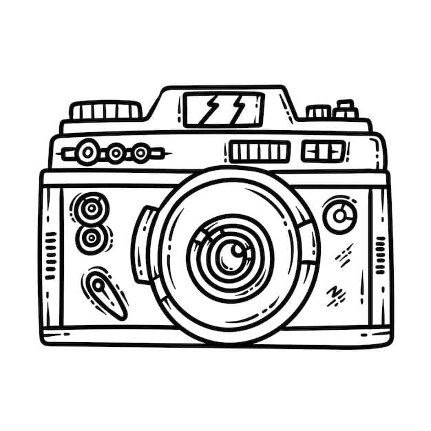 Nakreslete Fotoaparát základní tisknutelné omalovánka