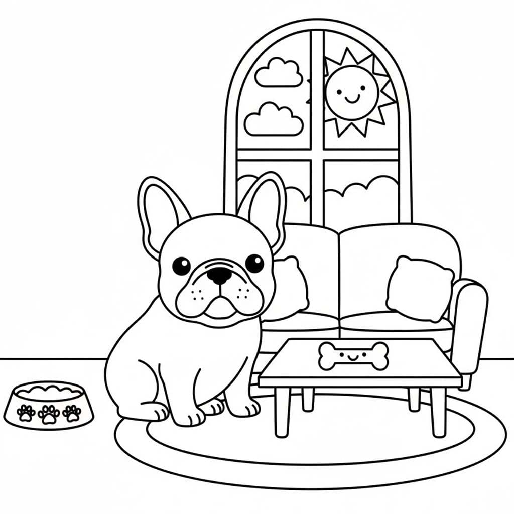 Nakreslete Francouzský Buldoček k vytisknutí zdarma omalovánka