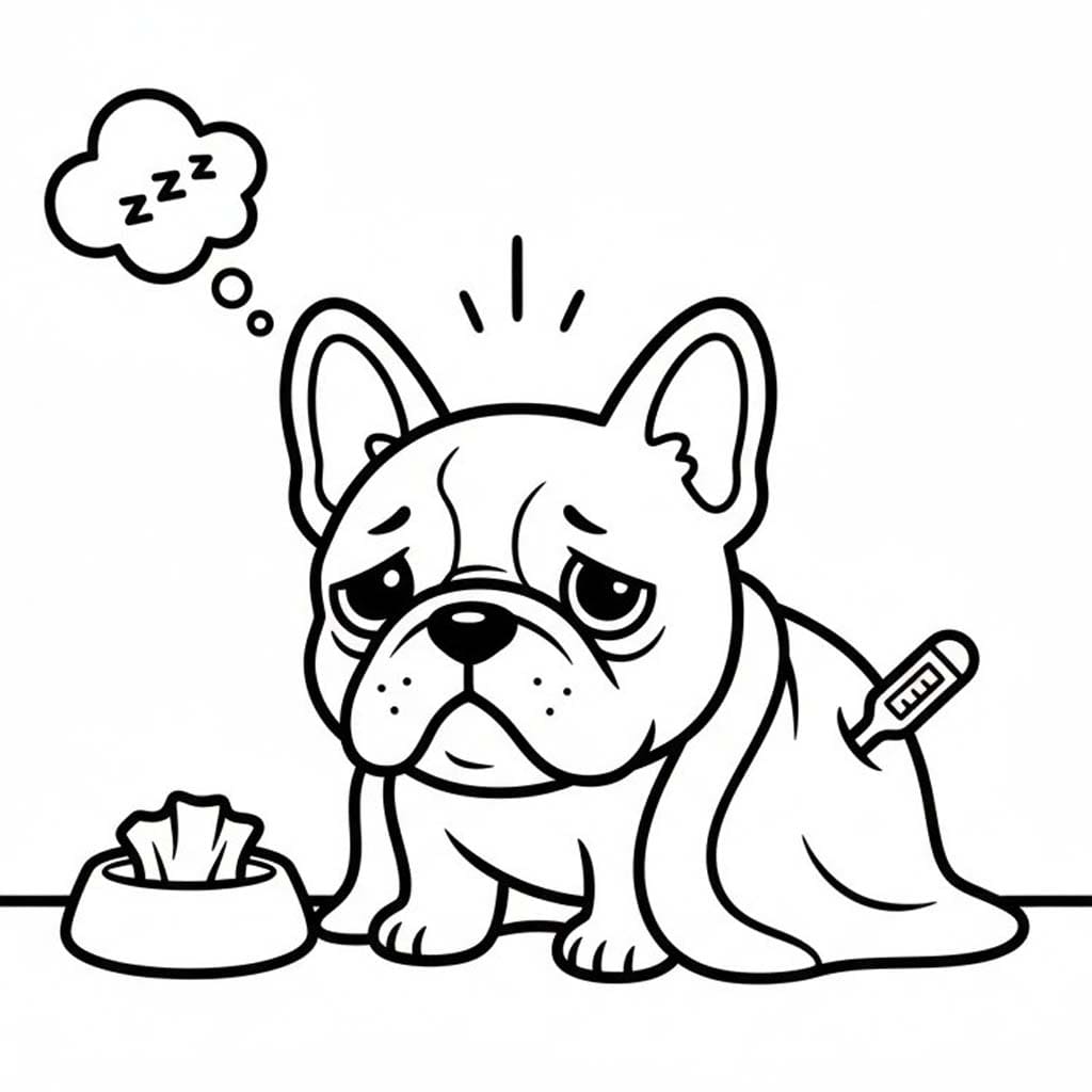 Nakreslete Francouzský Buldoček k vytisknutí omalovánka