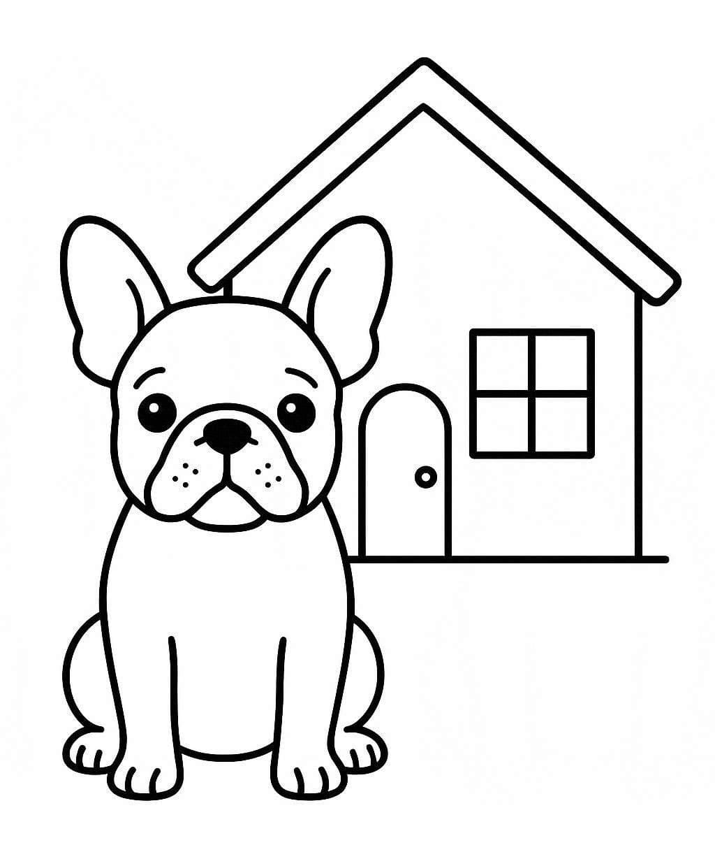 Nakreslete Francouzský Buldoček snadný u dětí omalovánka