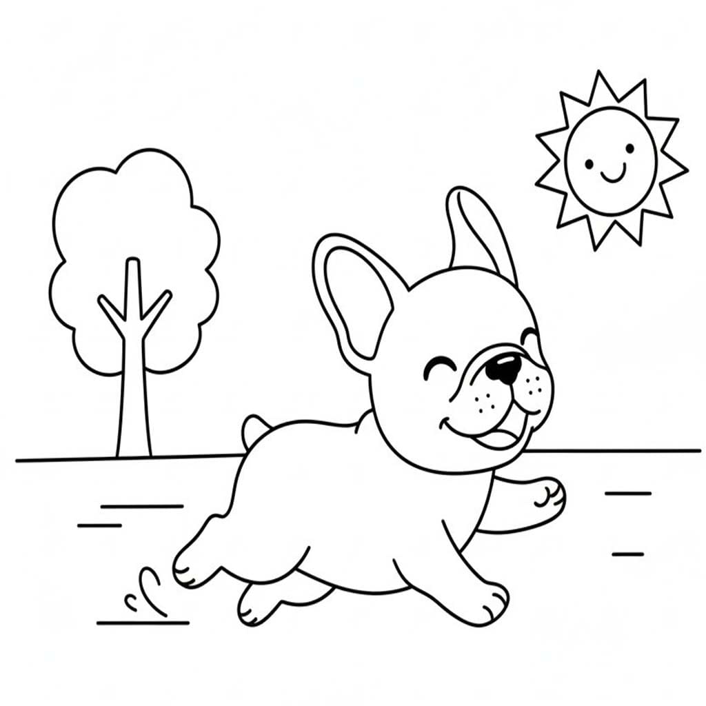 Nakreslete Francouzský Buldoček tisknutelné pro děti omalovánka