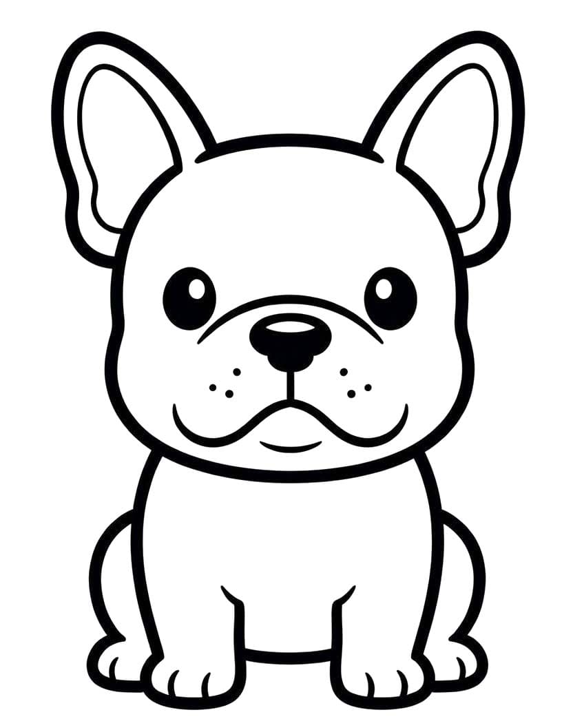 Nakreslete Francouzský Buldoček základní tisknutelné omalovánka