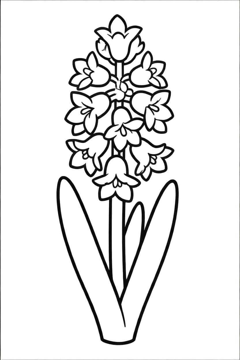 Nakreslete Hyacint zdarma základní tisknutelné omalovánka
