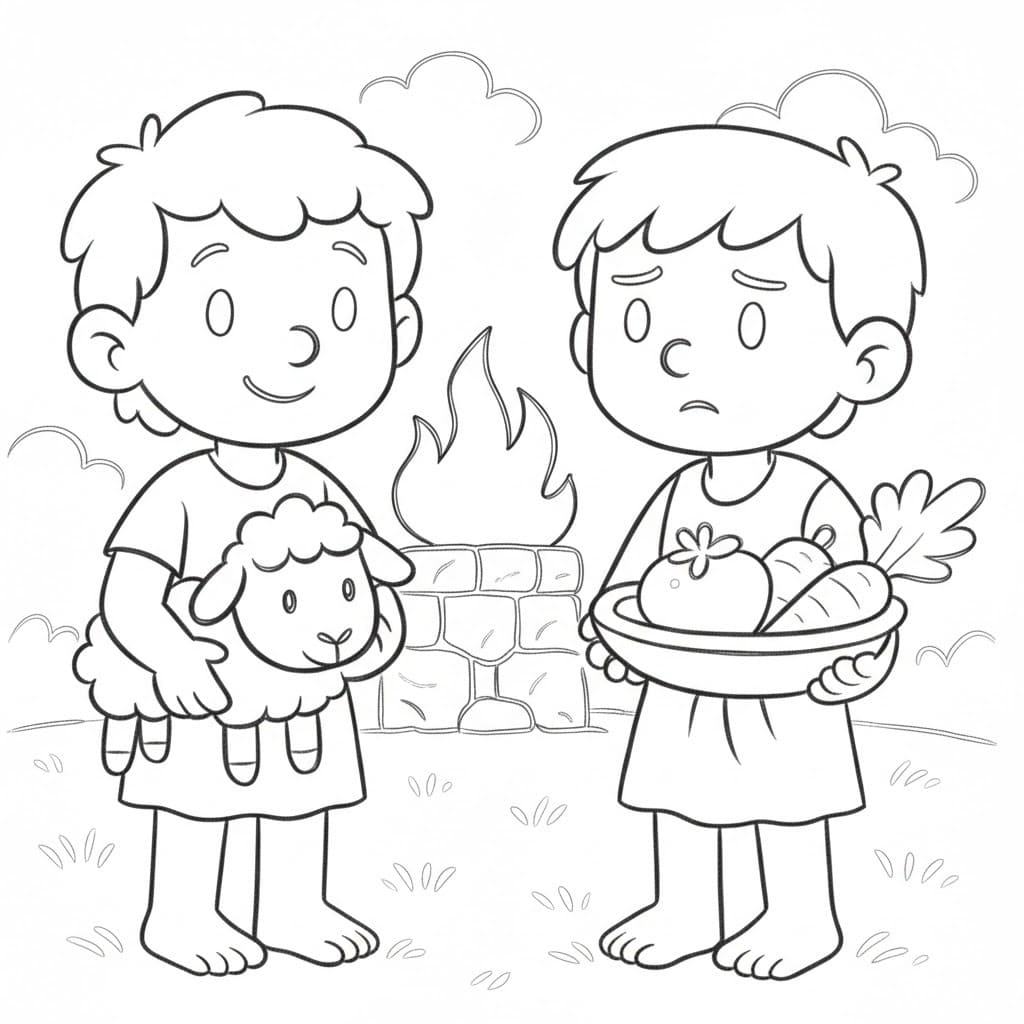 Nakreslete Kain a Ábel prostý omalovánka