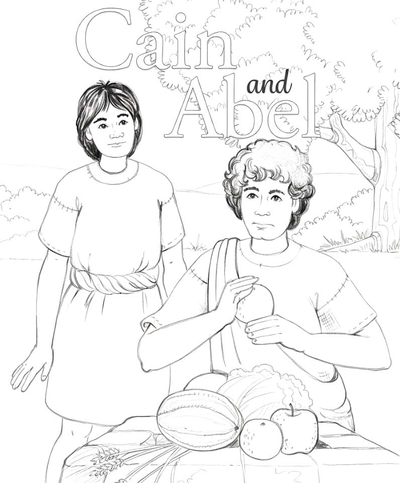 Nakreslete Kain a Ábel snadný omalovánka
