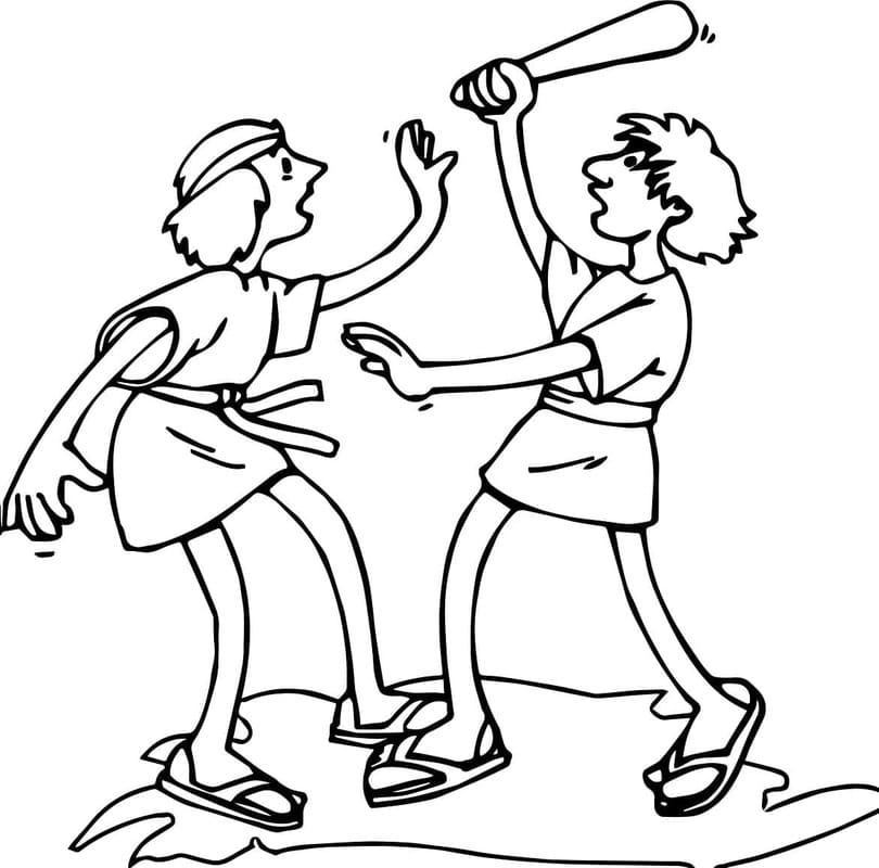 Nakreslete Kain a Ábel zdarma prostý omalovánka