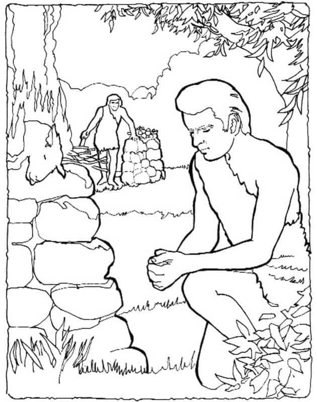 Nakreslete Kain a Ábel zdarma snadný tisknutelné omalovánka