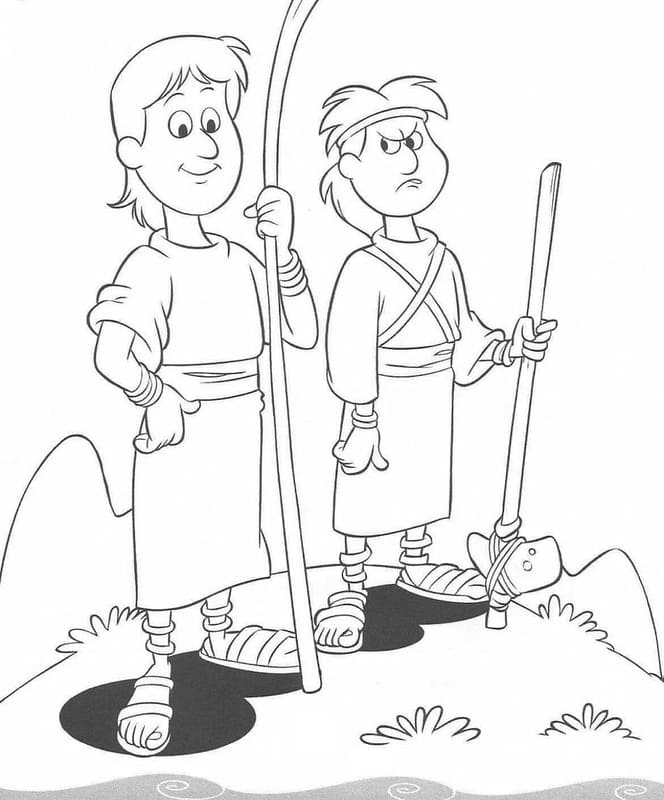 Nakreslete Kain a Ábel zdarma snadný omalovánka