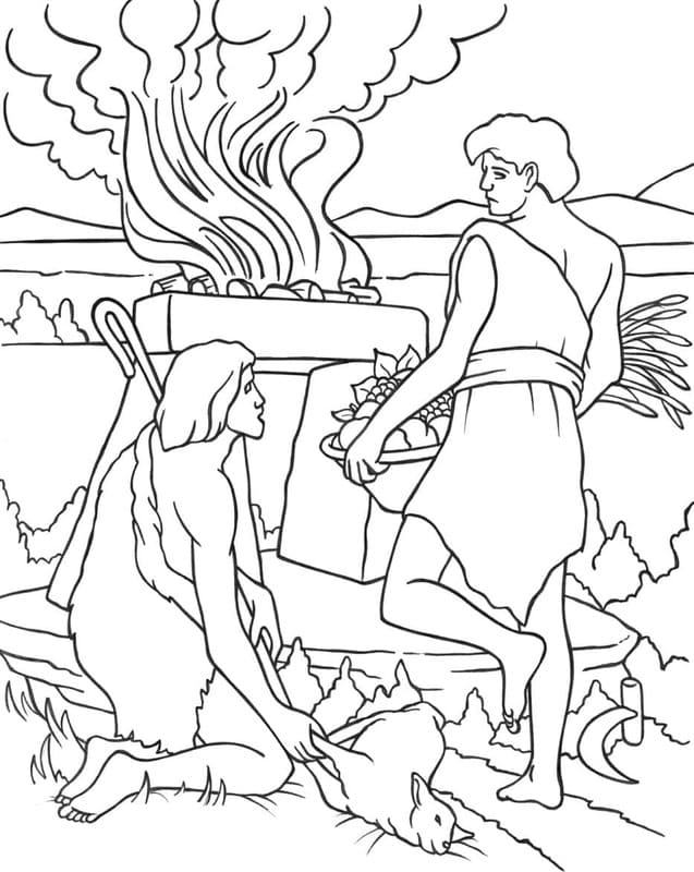 Nakreslete Kain a Ábel zdarma základní tisknutelné omalovánka