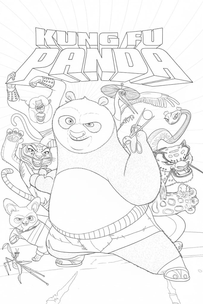 Nakreslete Kung Fu Panda k vytisknutí omalovánka