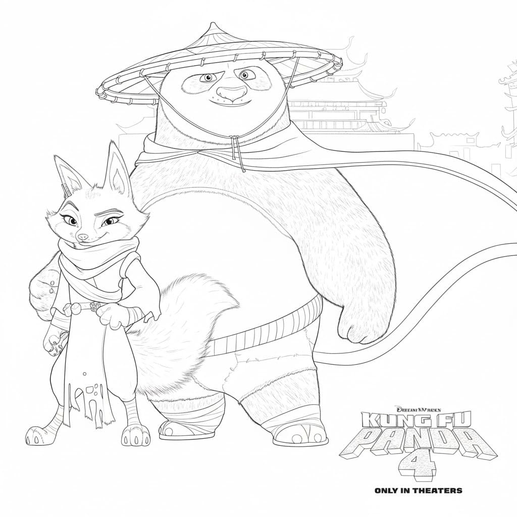 Nakreslete Kung Fu Panda omalovánka