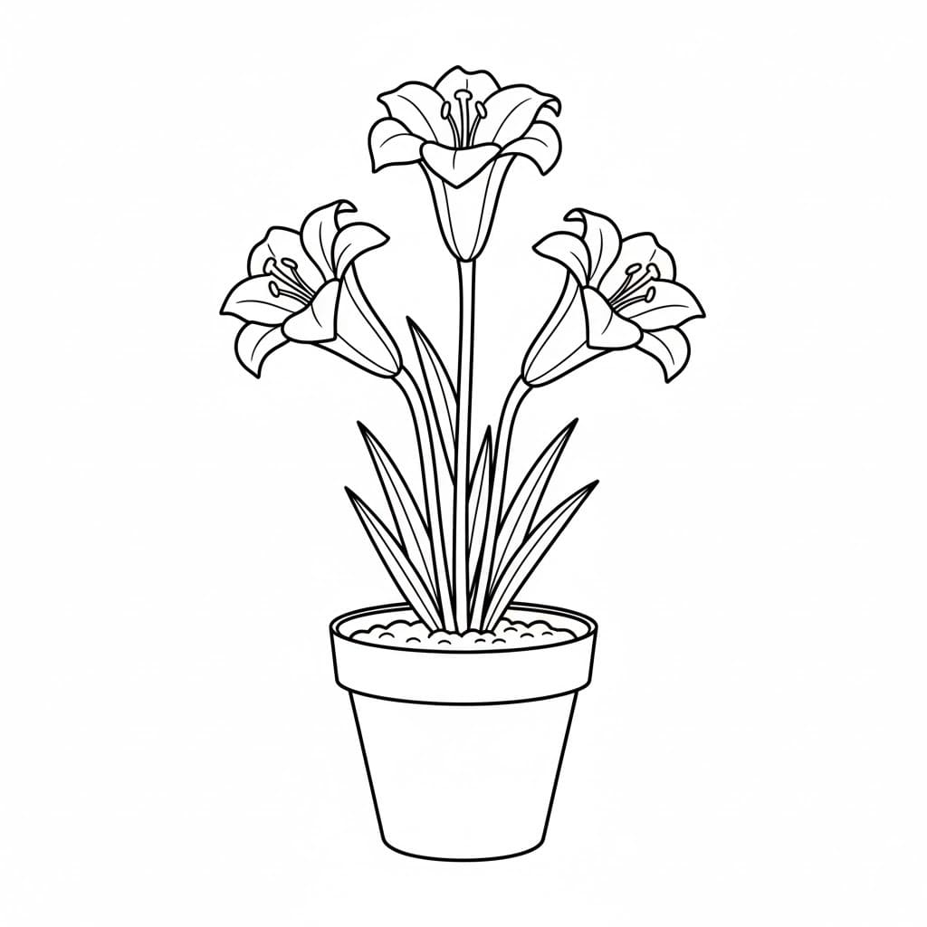 Nakreslete Květináč snadný tisknutelné omalovánka