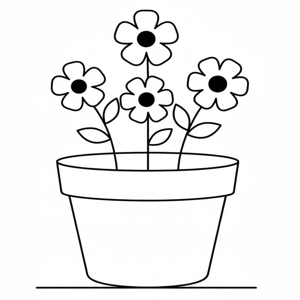 Nakreslete Květináč snadný omalovánka
