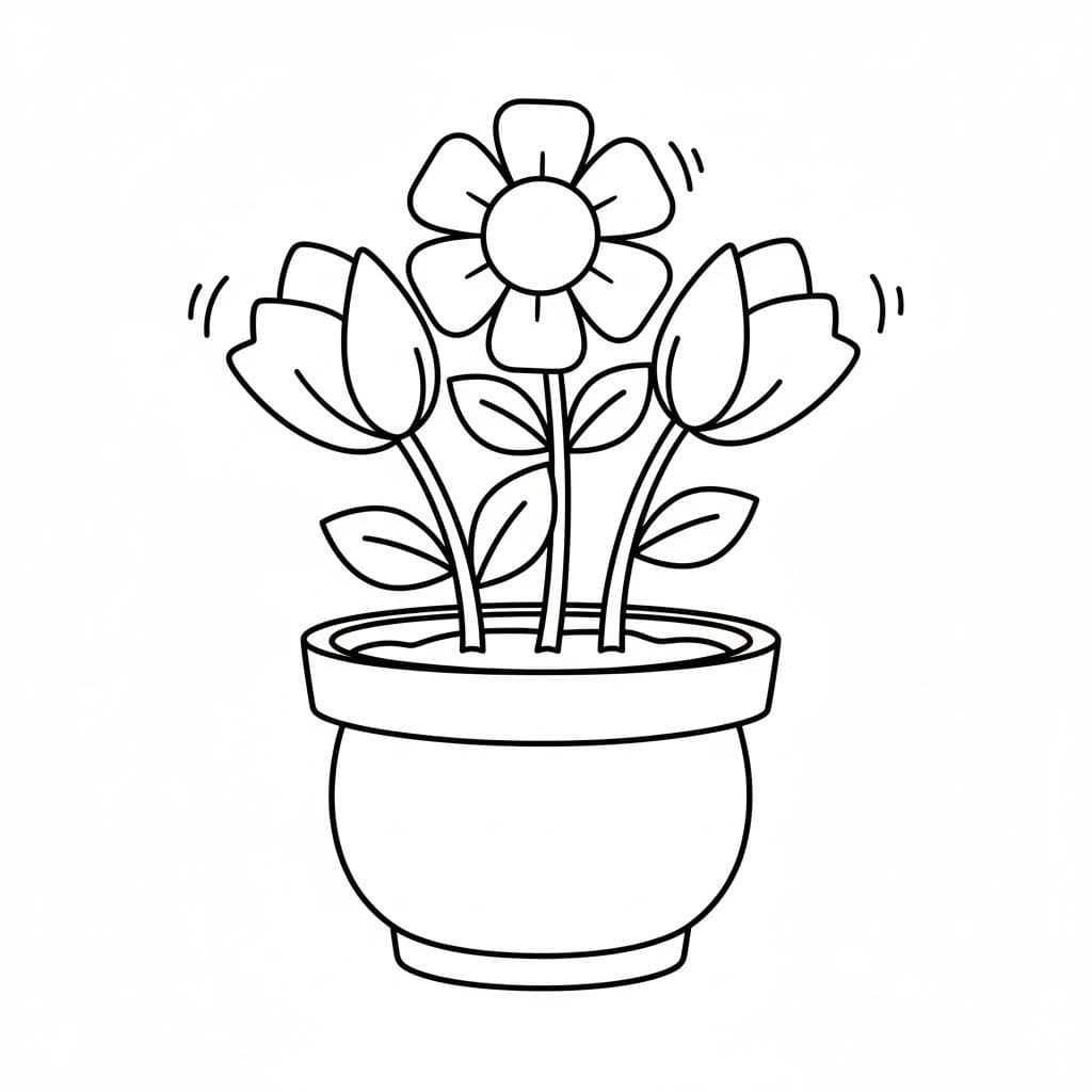 Nakreslete Květináč tisknutelné omalovánka
