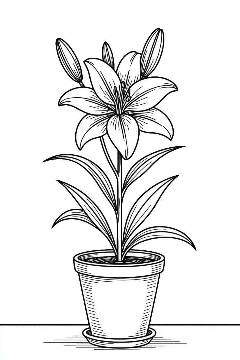 Nakreslete Květináč zdarma pro děti omalovánka