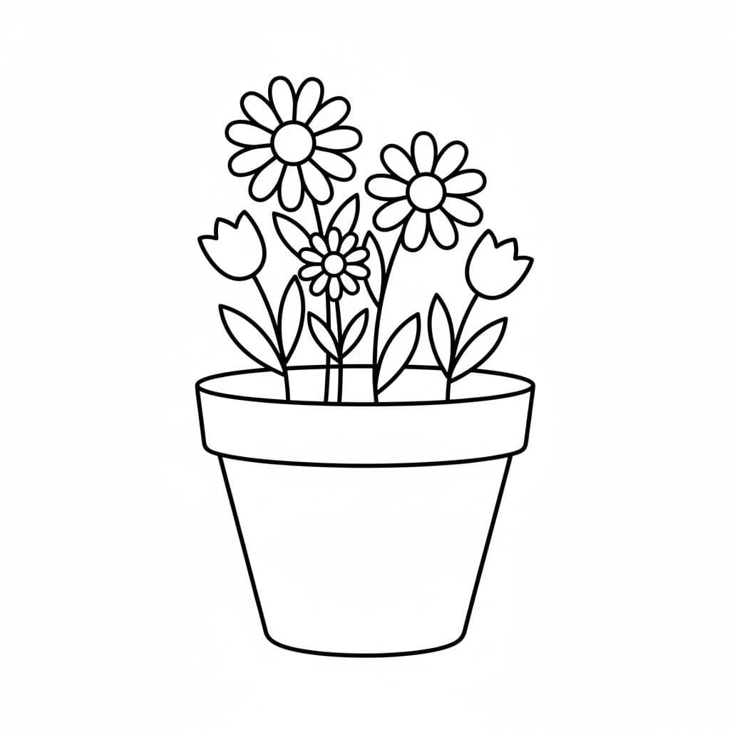 Nakreslete Květináč zdarma prostý omalovánka