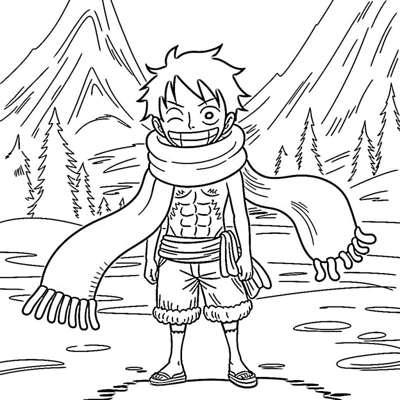 Nakreslete Luffy prostý tisknutelné omalovánka