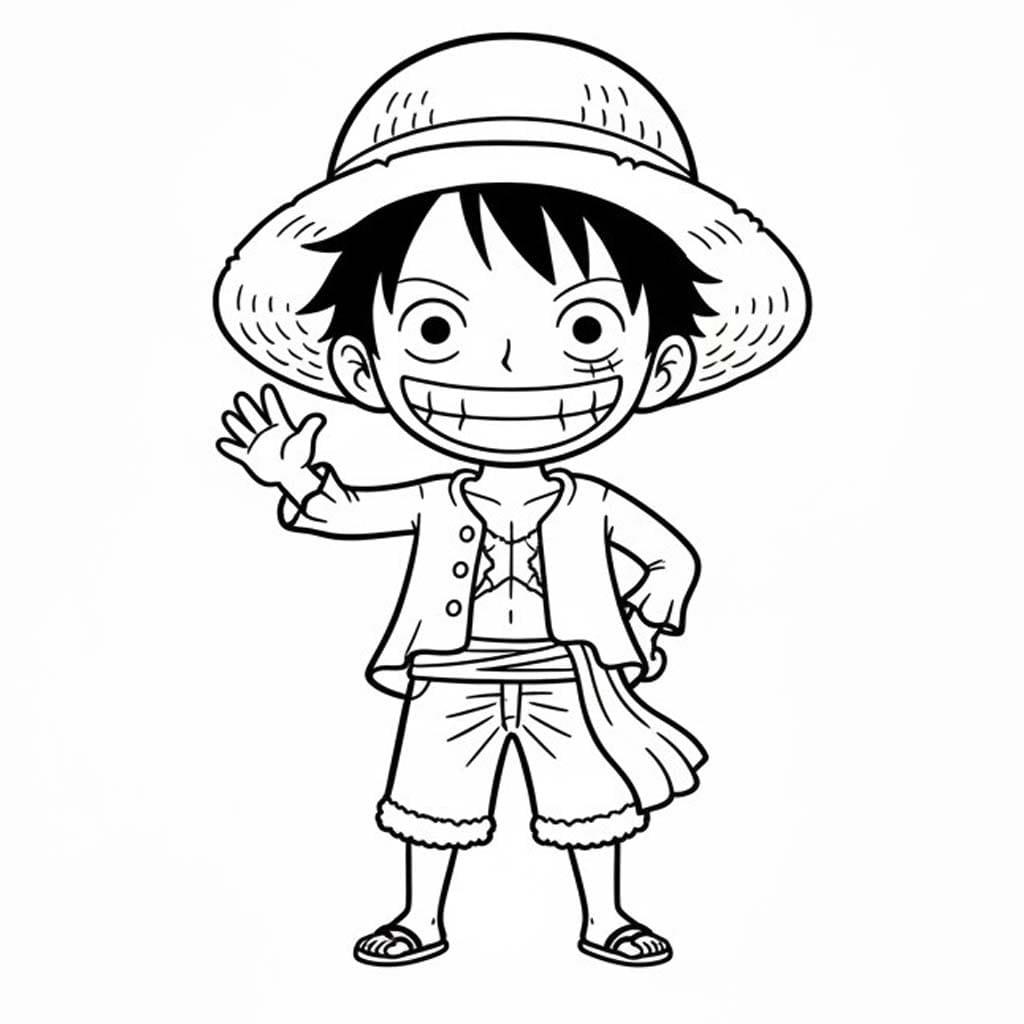 Nakreslete Luffy zdarma prostý omalovánka