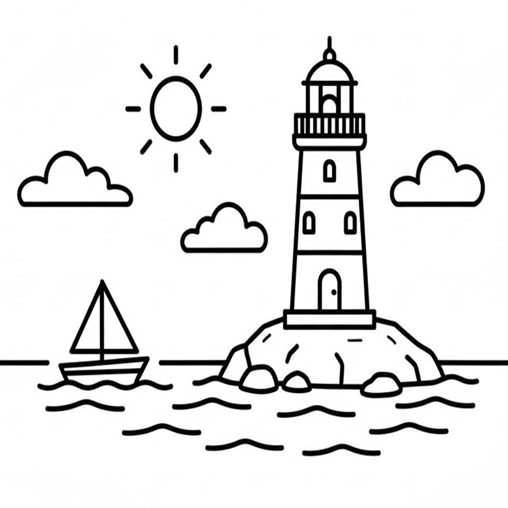 Nakreslete Maják k vytisknutí omalovánka