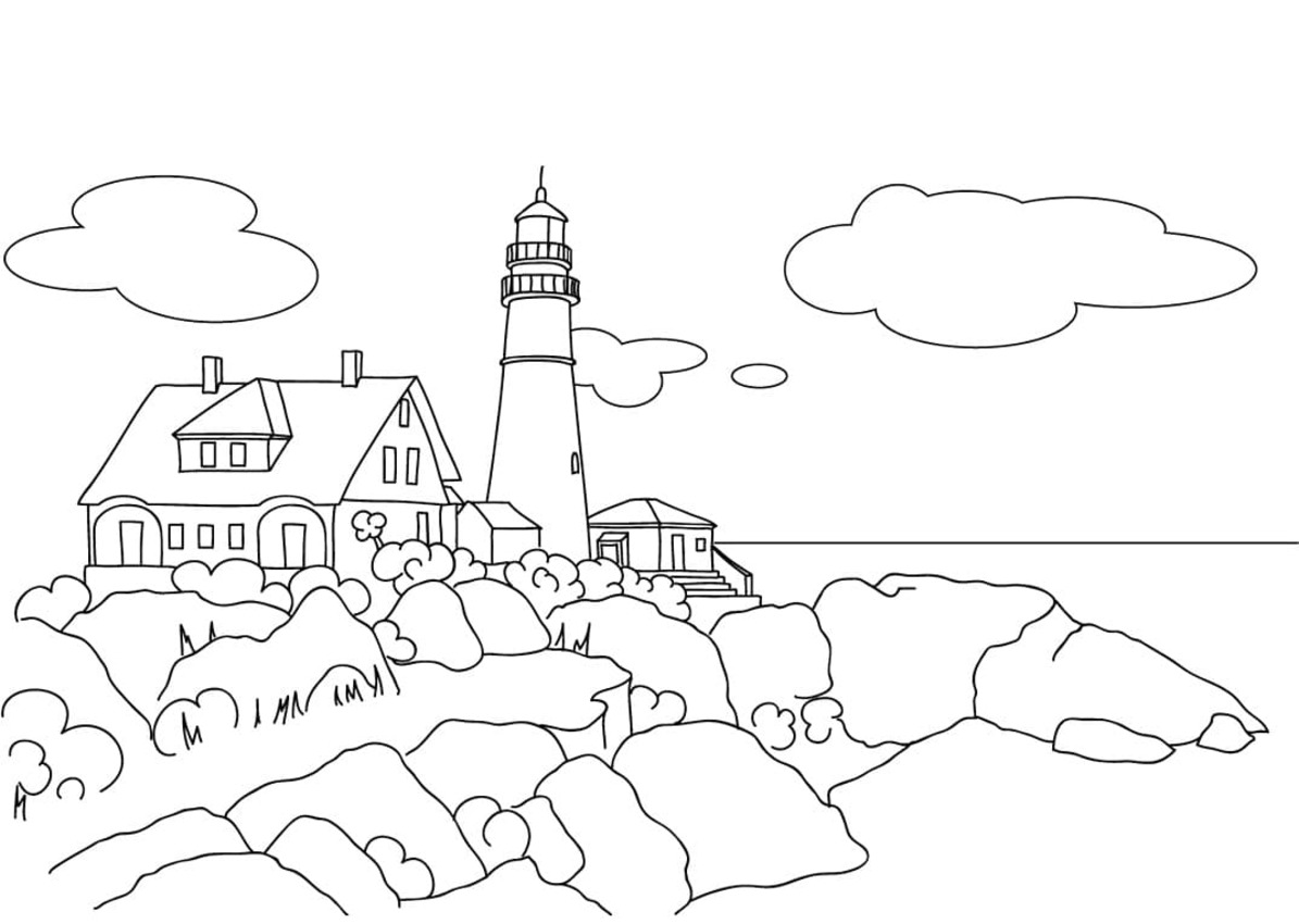 Nakreslete Maják zdarma prostý tisknutelné omalovánka