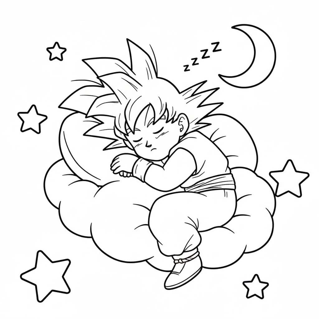 Nakreslete Son Goku snadný tisknutelné omalovánka