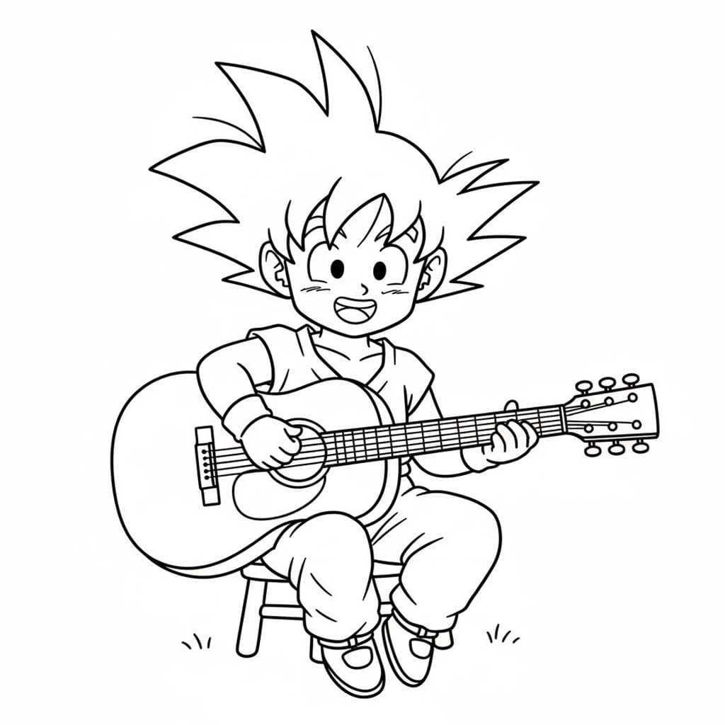 Nakreslete Son Goku základní tisknutelné omalovánka