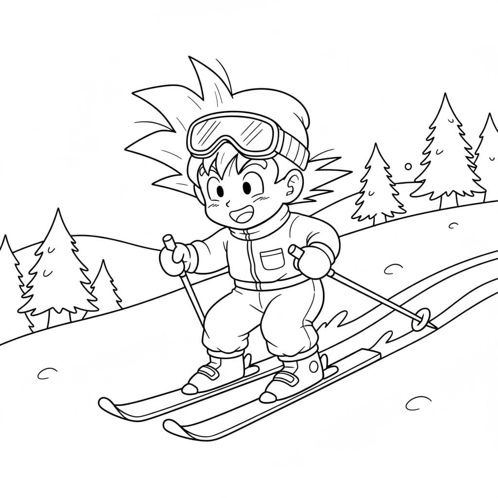 Nakreslete Son Goku zdarma prostý tisknutelné omalovánka