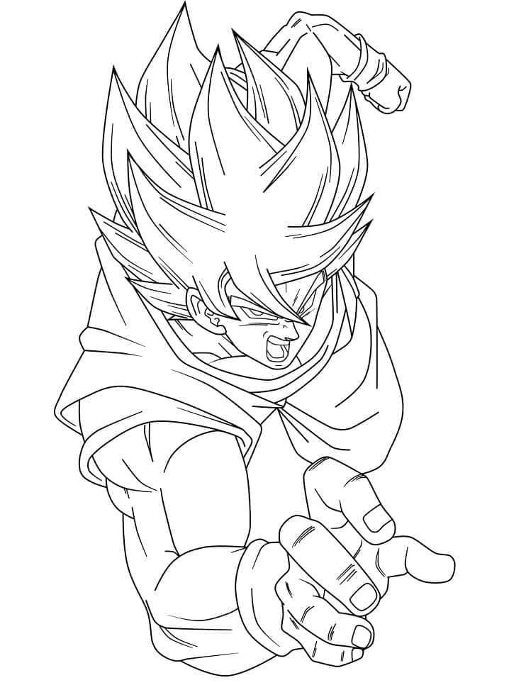Nakreslete Son Goku zdarma snadný tisknutelné omalovánka