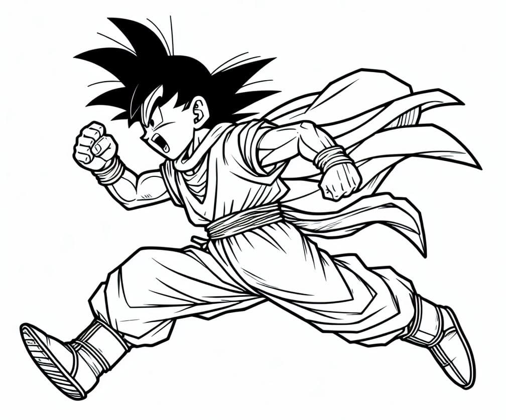 Nakreslete Son Goku zdarma základní tisknutelné omalovánka