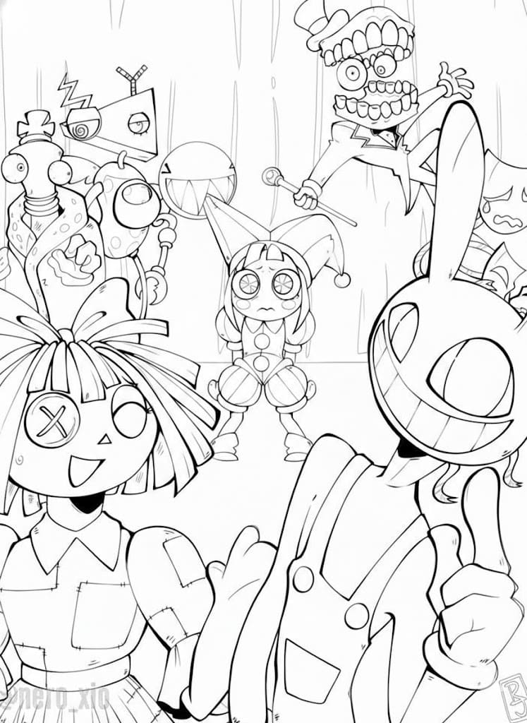 Nakreslete The Amazing Digital Circus snadný omalovánka