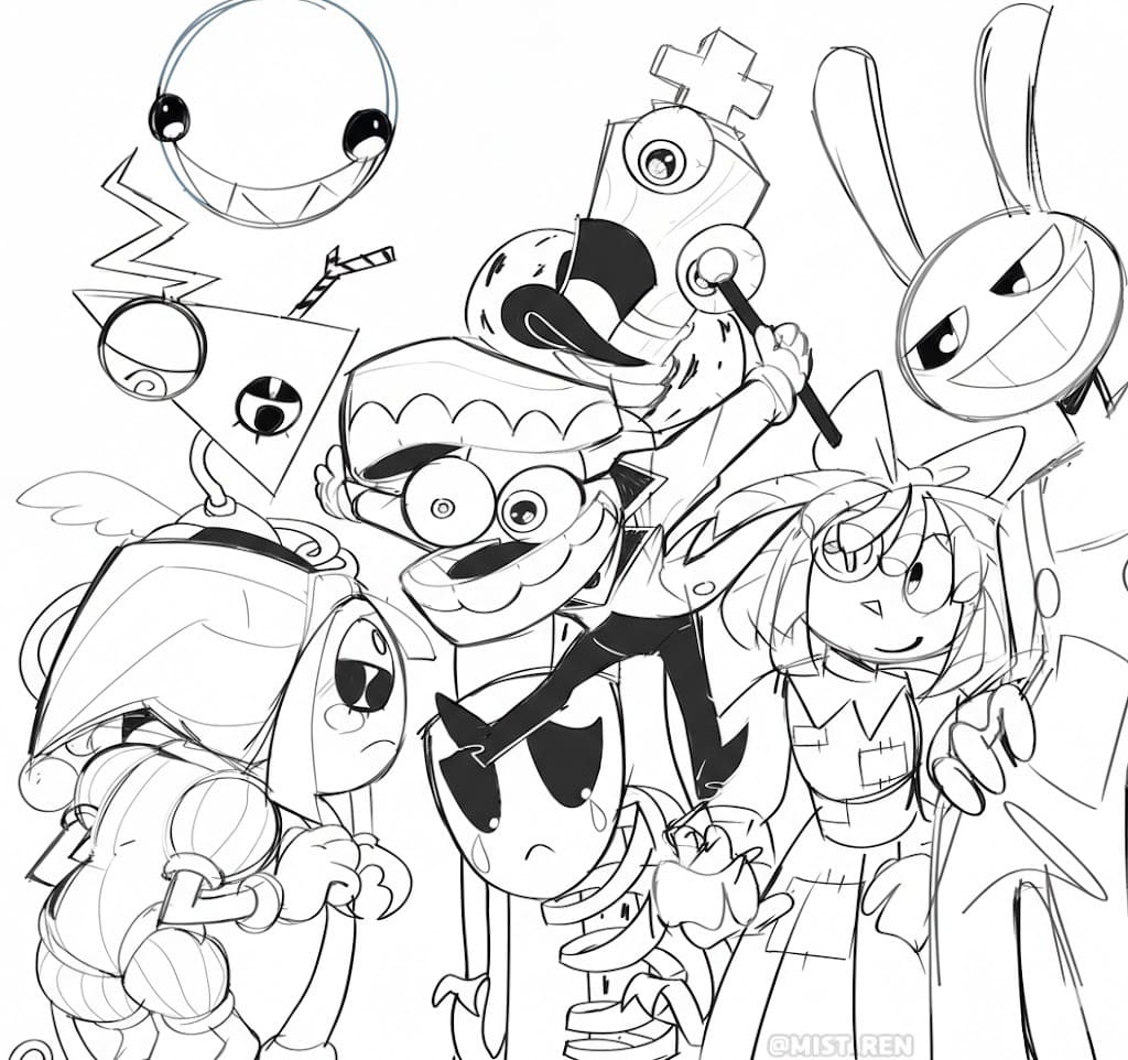 Nakreslete The Amazing Digital Circus tisknutelné omalovánka