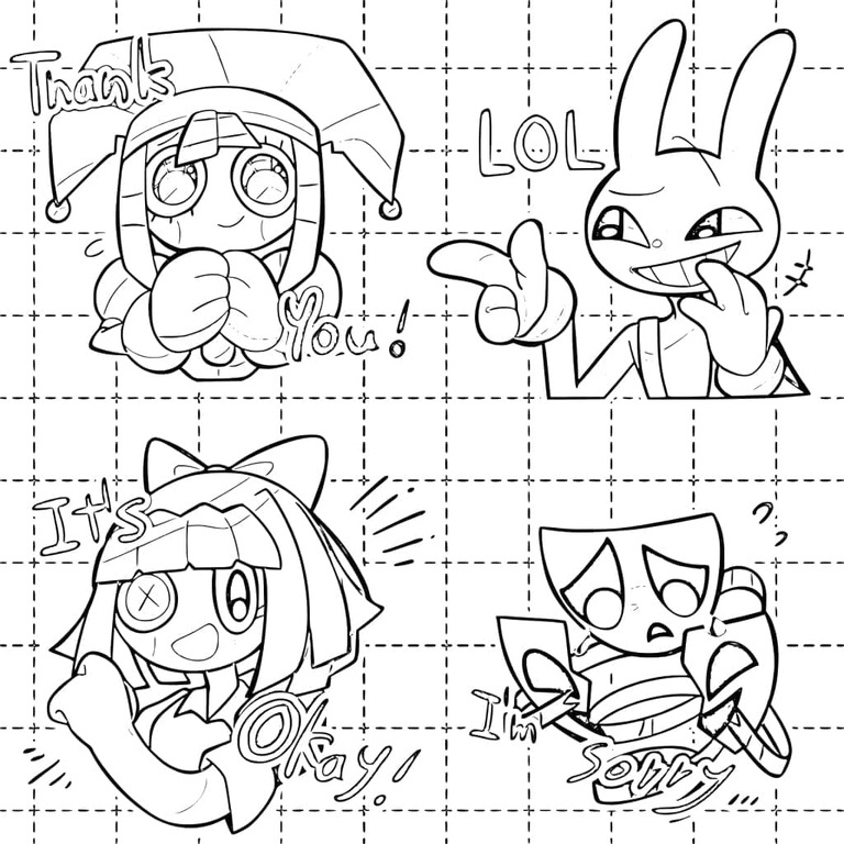 The Amazing Digital Circus snadný tisknutelné omalovánka