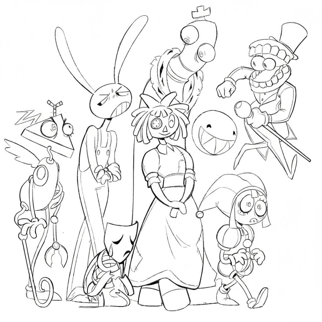 The Amazing Digital Circus základní tisknutelné omalovánka