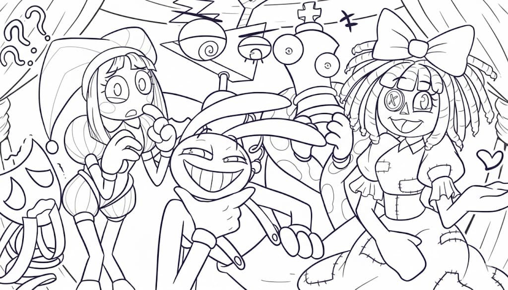 The Amazing Digital Circus zdarma tisknutelné omalovánka