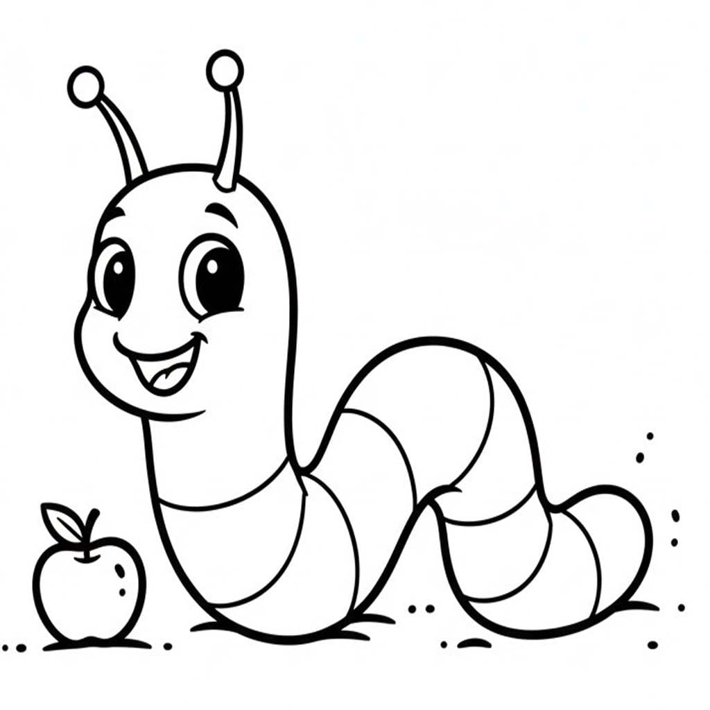 Červ zdarma tisknutelné pro děti omalovánka