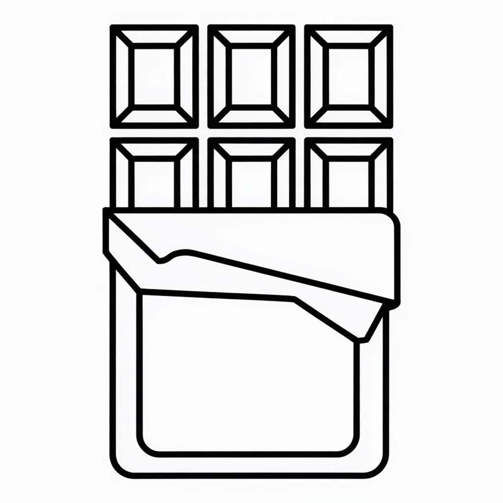 Čokoláda zdarma tisknutelné pro děti omalovánka