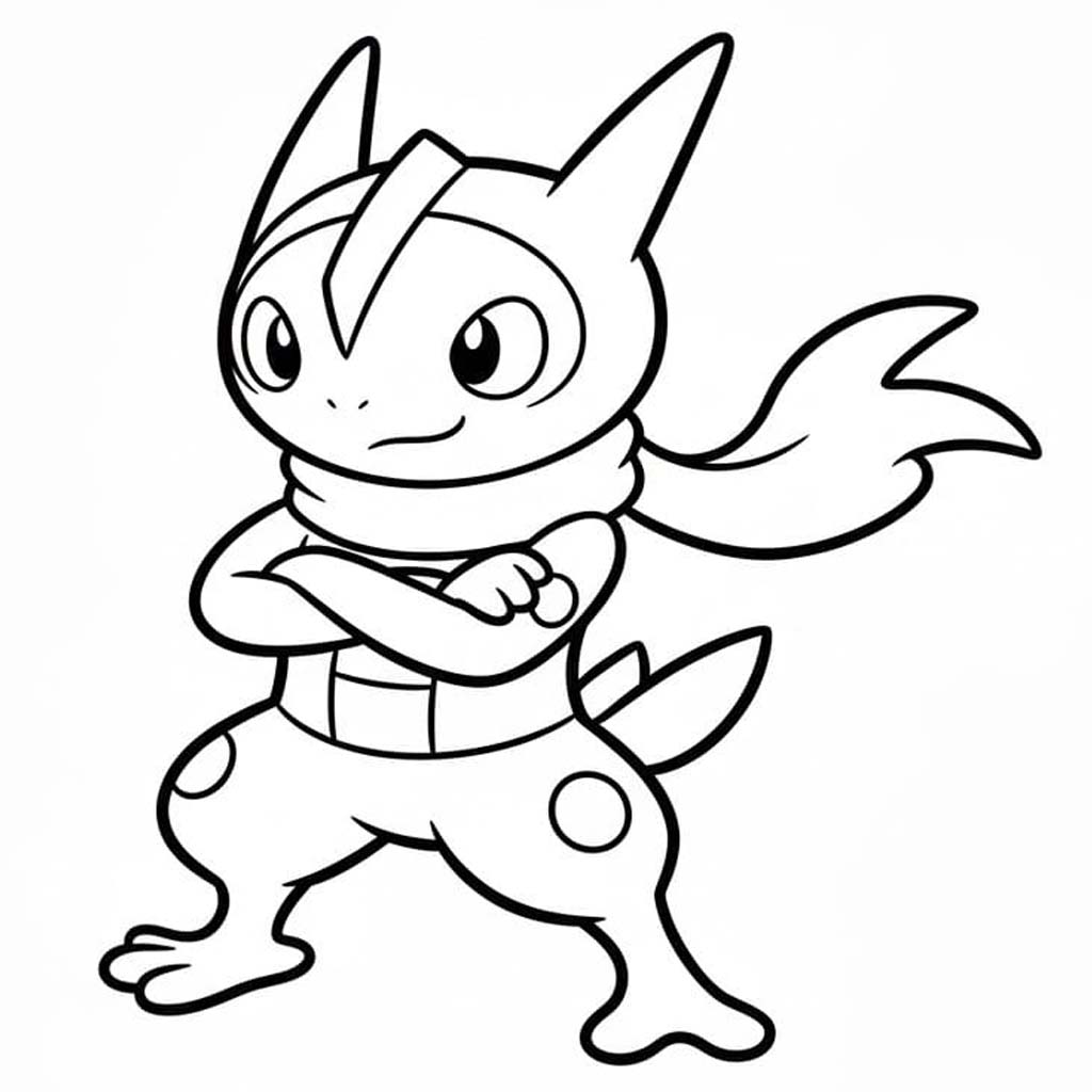 Greninja k vytisknutí zdarma omalovánka