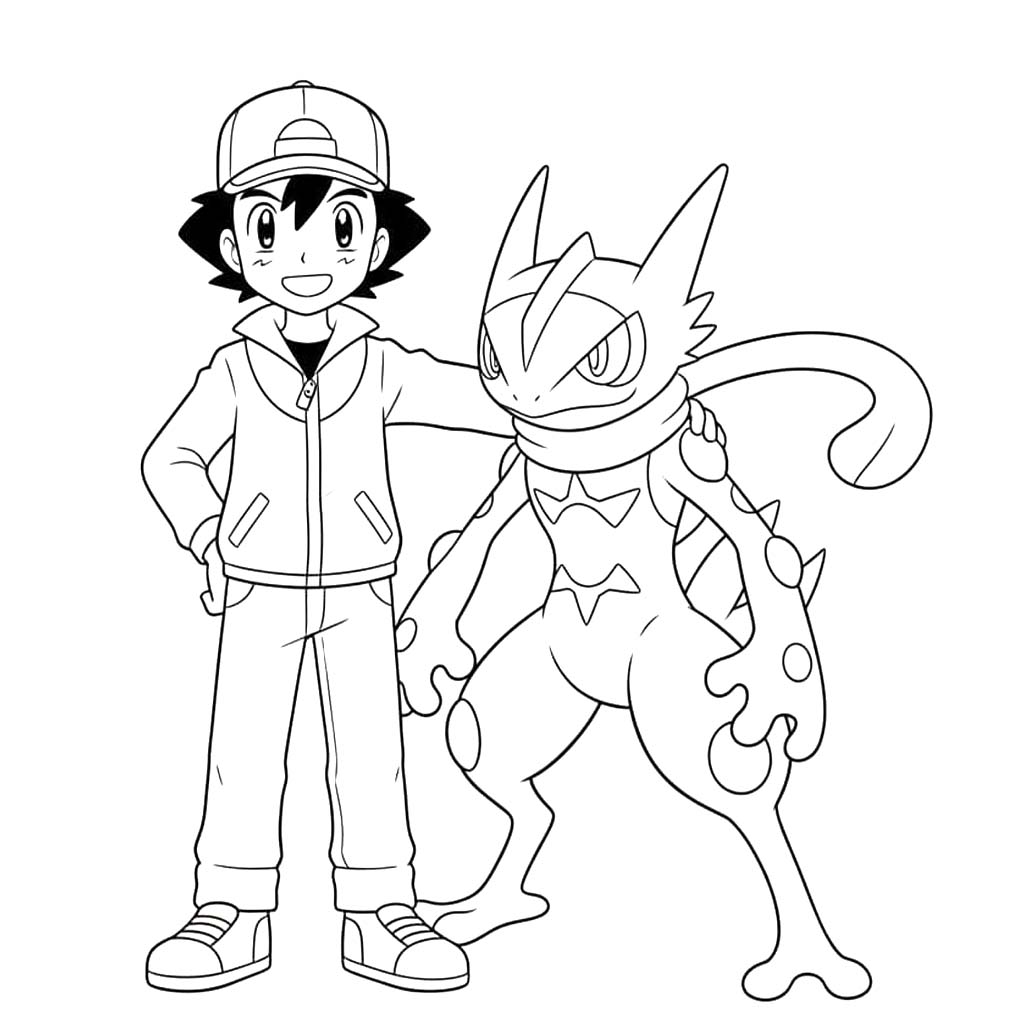 Greninja tisknutelné pro děti omalovánka