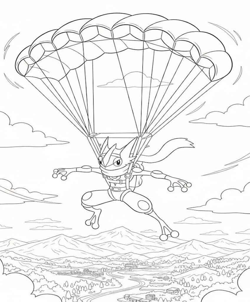 Greninja zdarma základní tisknutelné omalovánka