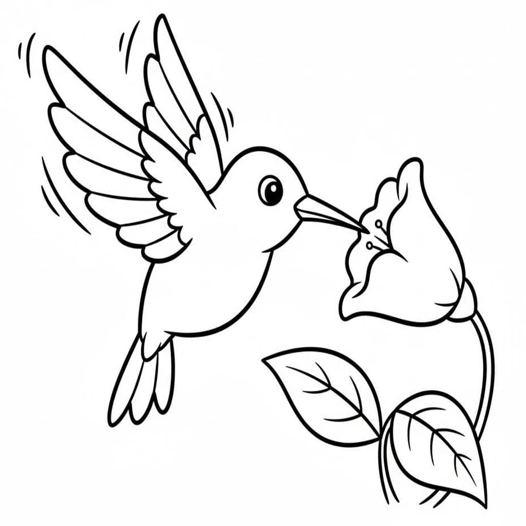 Kolibřík pro děti omalovánka