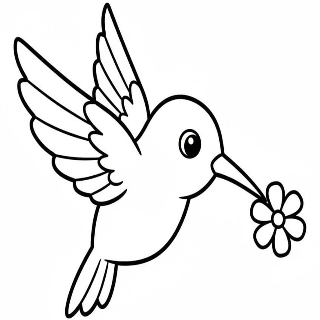 Kolibřík tisknutelné pro děti omalovánka