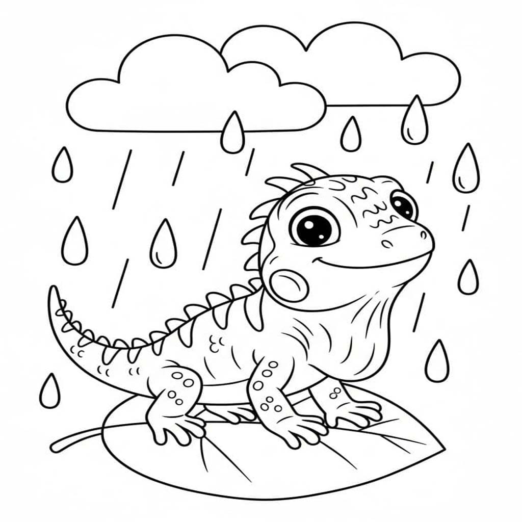 Leguán zdarma pro děti omalovánka