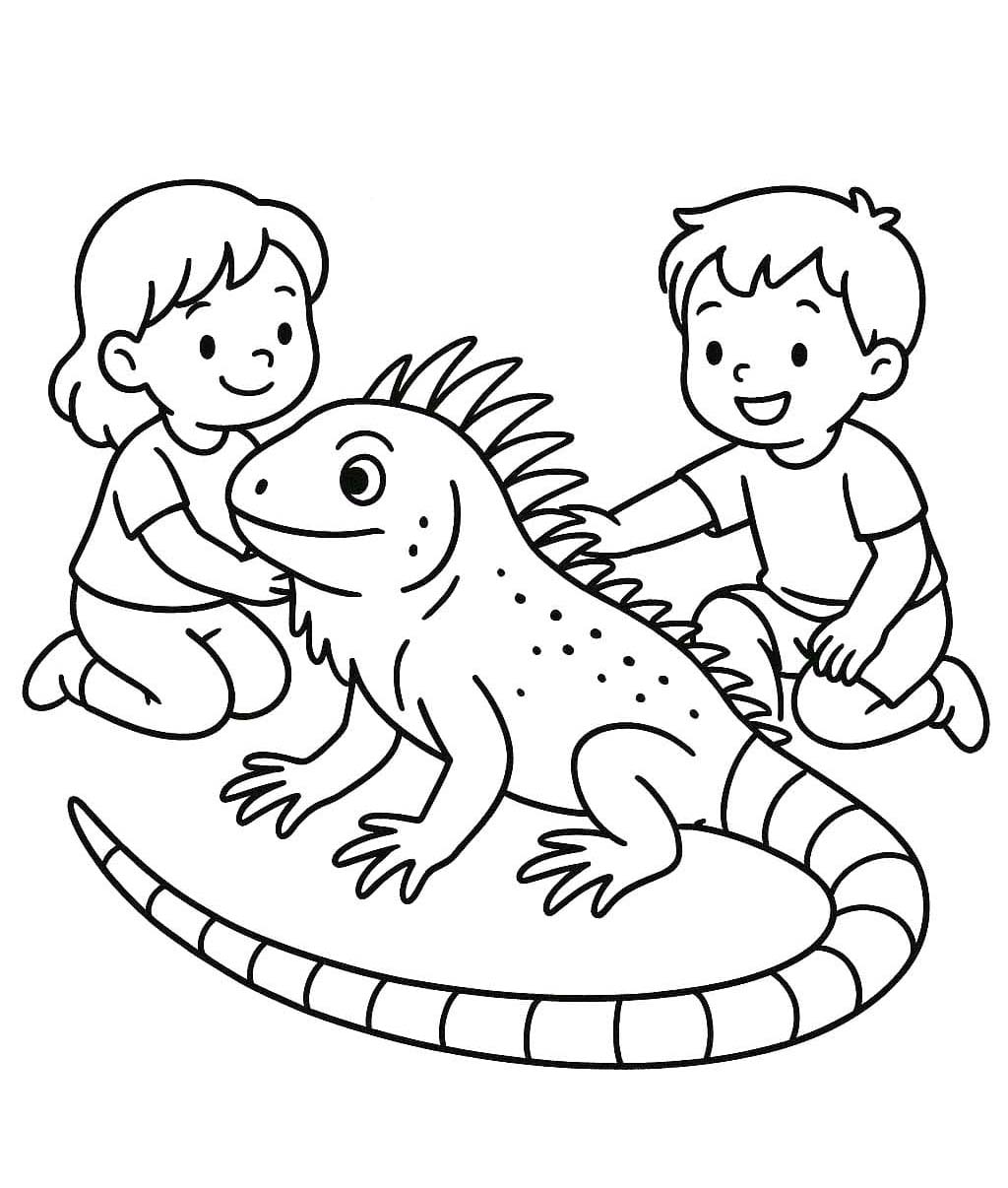 Leguán zdarma základní tisknutelné omalovánka