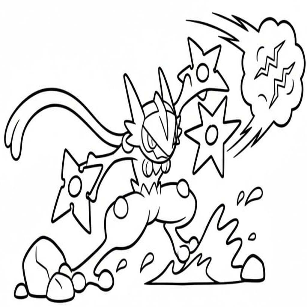 Nakreslete Greninja prostý tisknutelné omalovánka