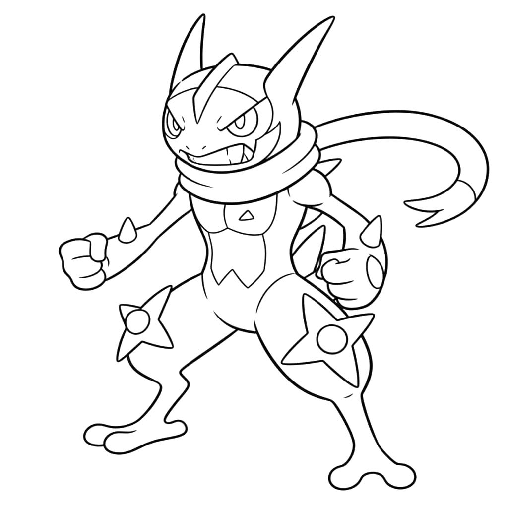 Nakreslete Greninja tisknutelné pro děti omalovánka