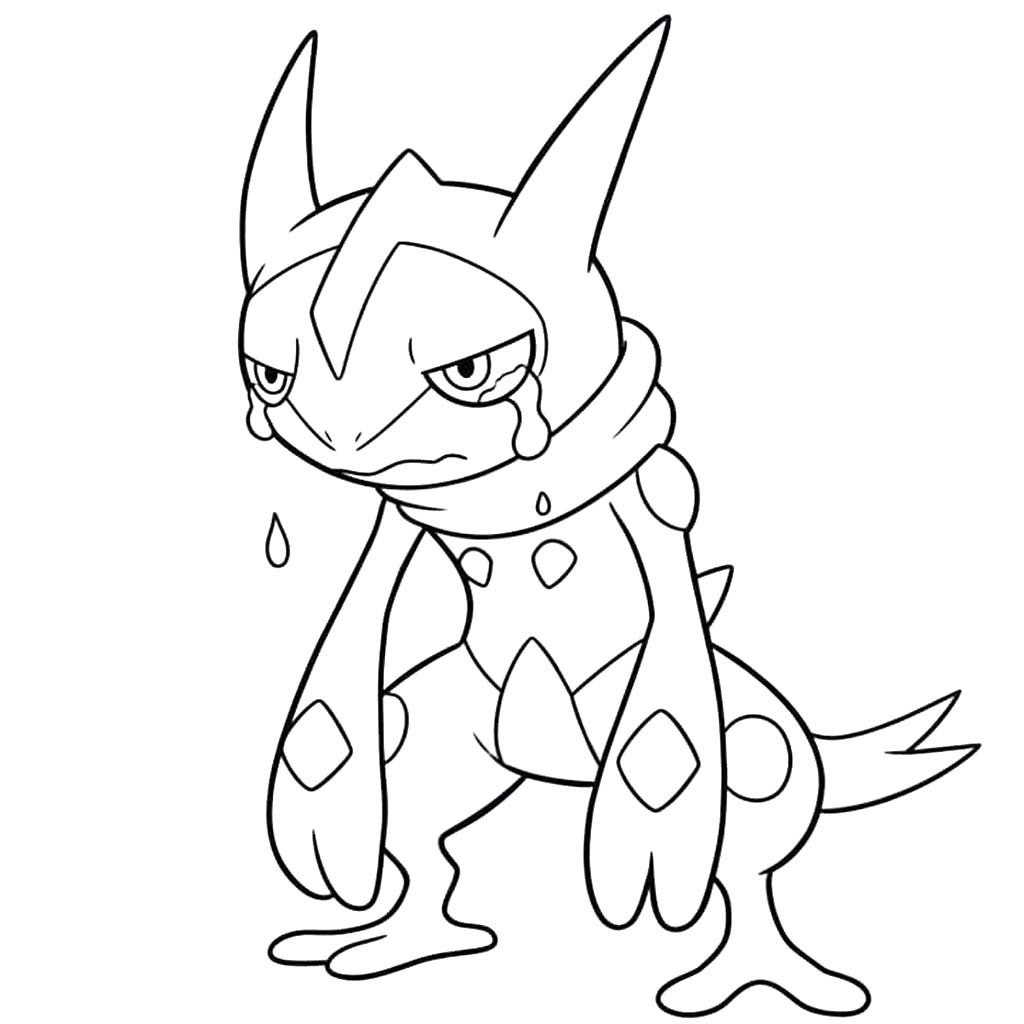 Nakreslete Greninja zdarma prostý tisknutelné omalovánka