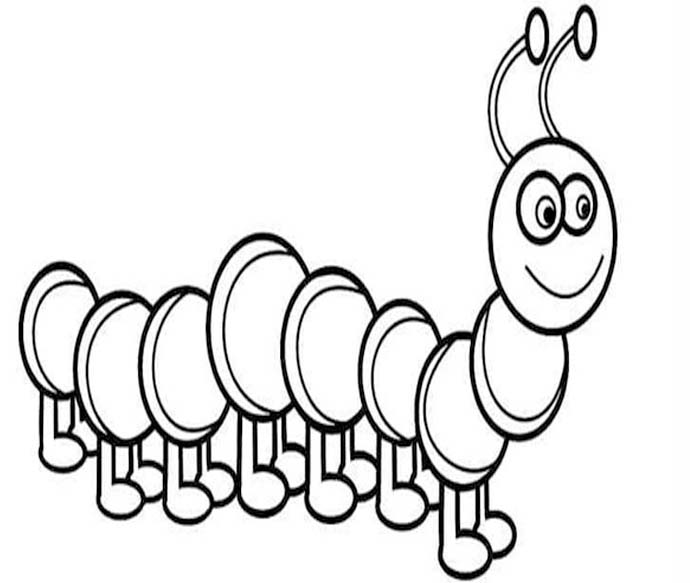 Nakreslete Housenka zdarma pro děti omalovánka