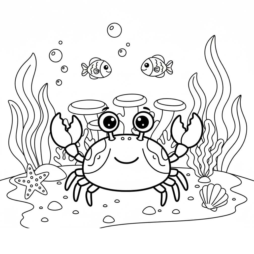 Nakreslete Krab zdarma snadný tisknutelné omalovánka