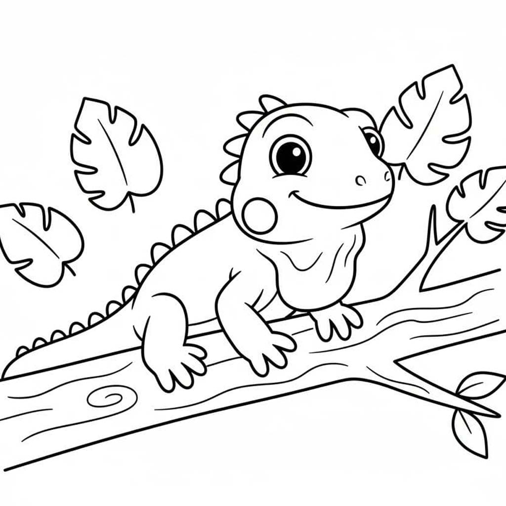 Nakreslete Leguán zdarma základní tisknutelné omalovánka